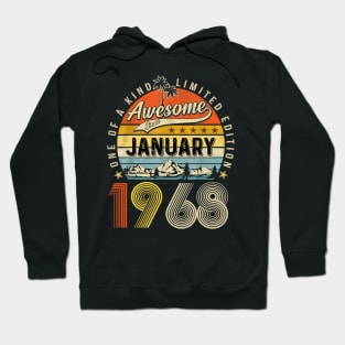 Awesome Since January 1968 Vintage 55th Birthday Hoodie